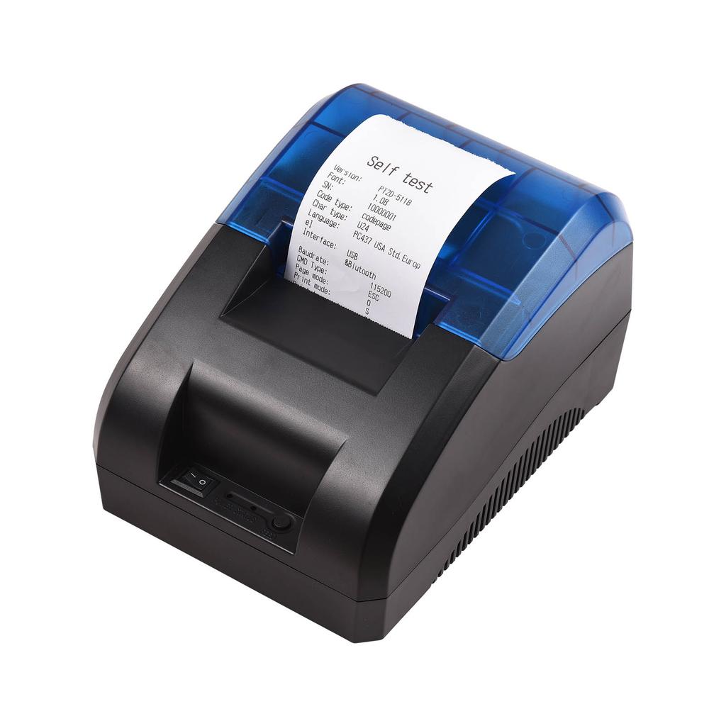 58mm Thermal Receipt Printer Desktop USB&BT Wireless Connection Printer Barcode Logo Printing with 1 Roll Paper Inside