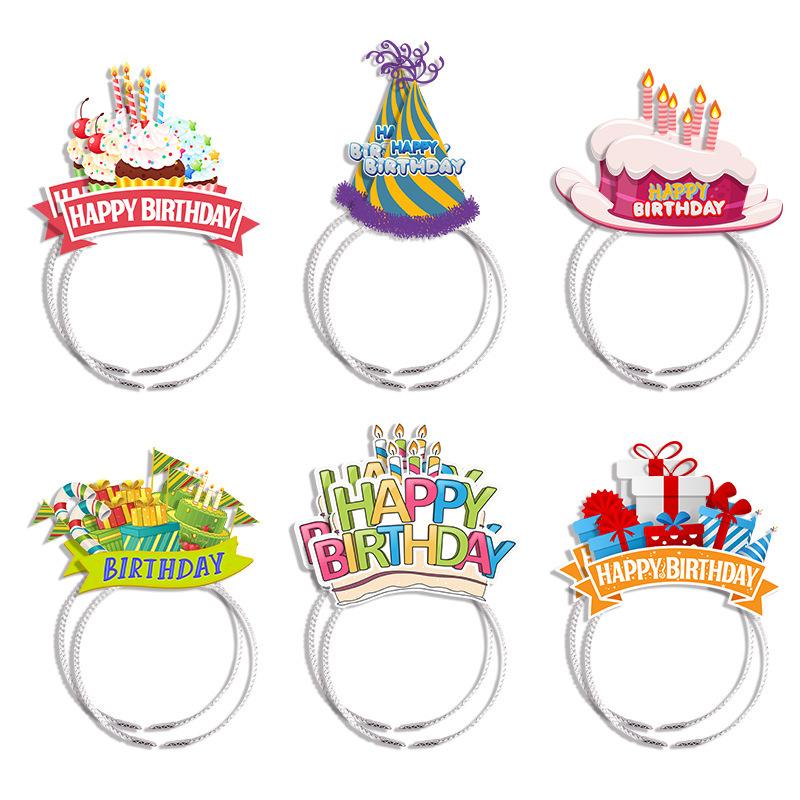 

6 шт. повязка на голову на день рождения головной убор на день рождения атмосфера вечеринки наряд на английском языке шляпа на день рождения реквизит для фотосессии принадлежности на день рождения Other