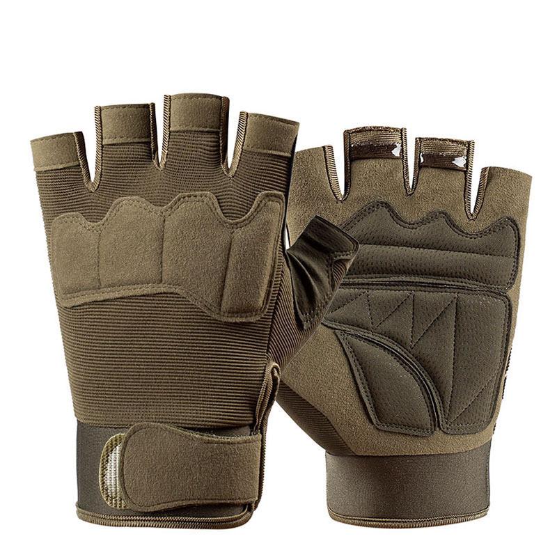 Tactical Gloves Men Half Finger Outdoor Fitness Antislip Durable For Mountain Climbing Cycling Green,S