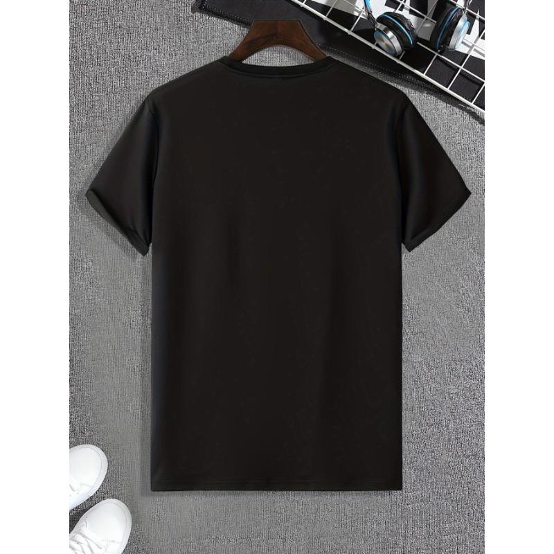 Europäische Größen Herren Geometrisches Print Rundhals-T-Shirt - Leichtes Sommer-Freizeit-T-Shirt mit Lockerer Passform, Kurzen Ärmeln und Maschinenwaschbarem Design