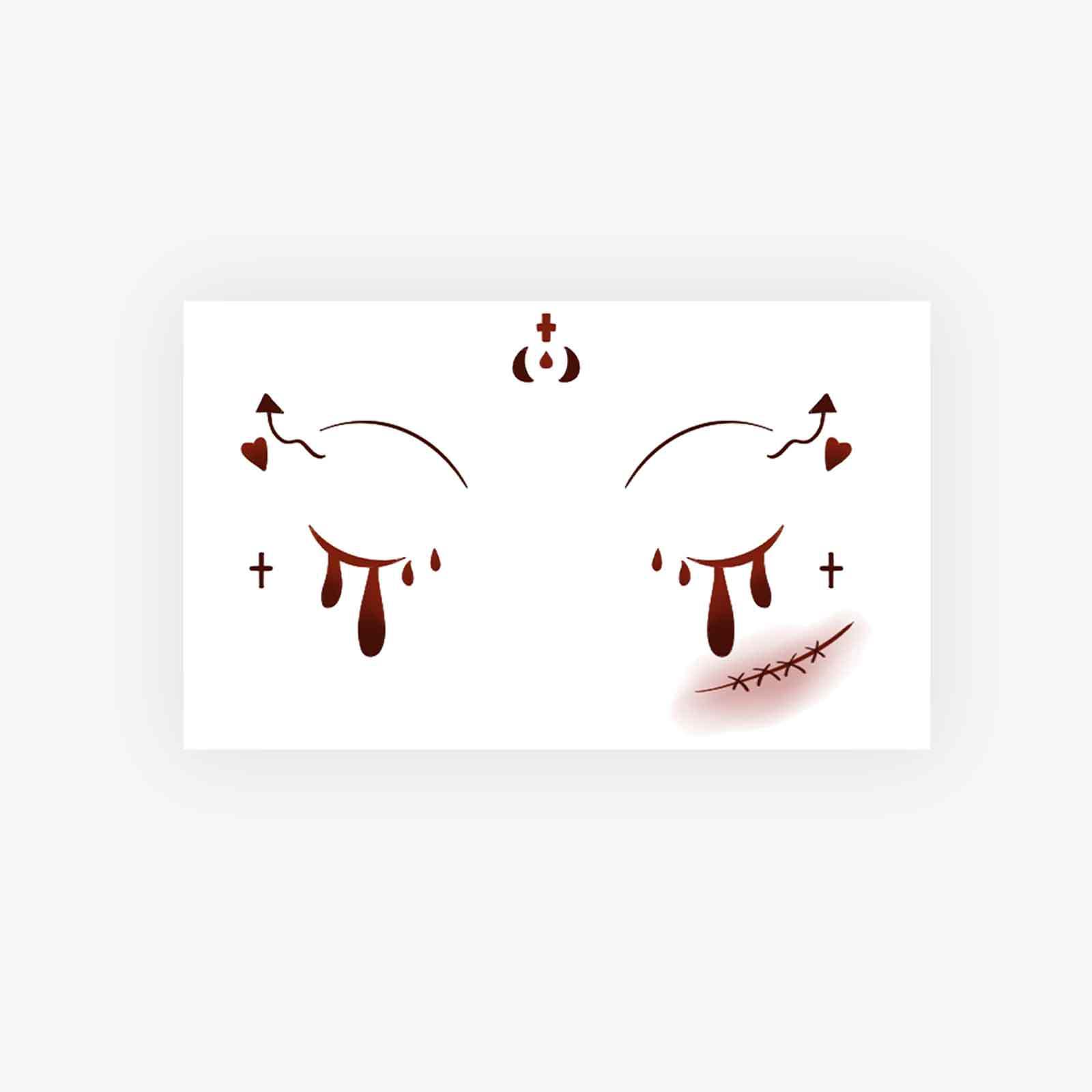 High-value style Halloween personality dark clown makeup face sticker tattoo sticker 9*15