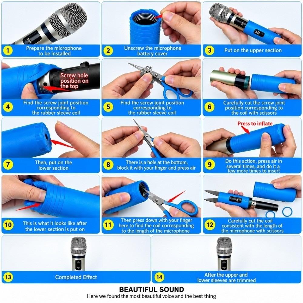 with Windscreen Anti Slip Ring Microphone Handle Sleeve Mic Protection Cover  for KTV Home Karaoke