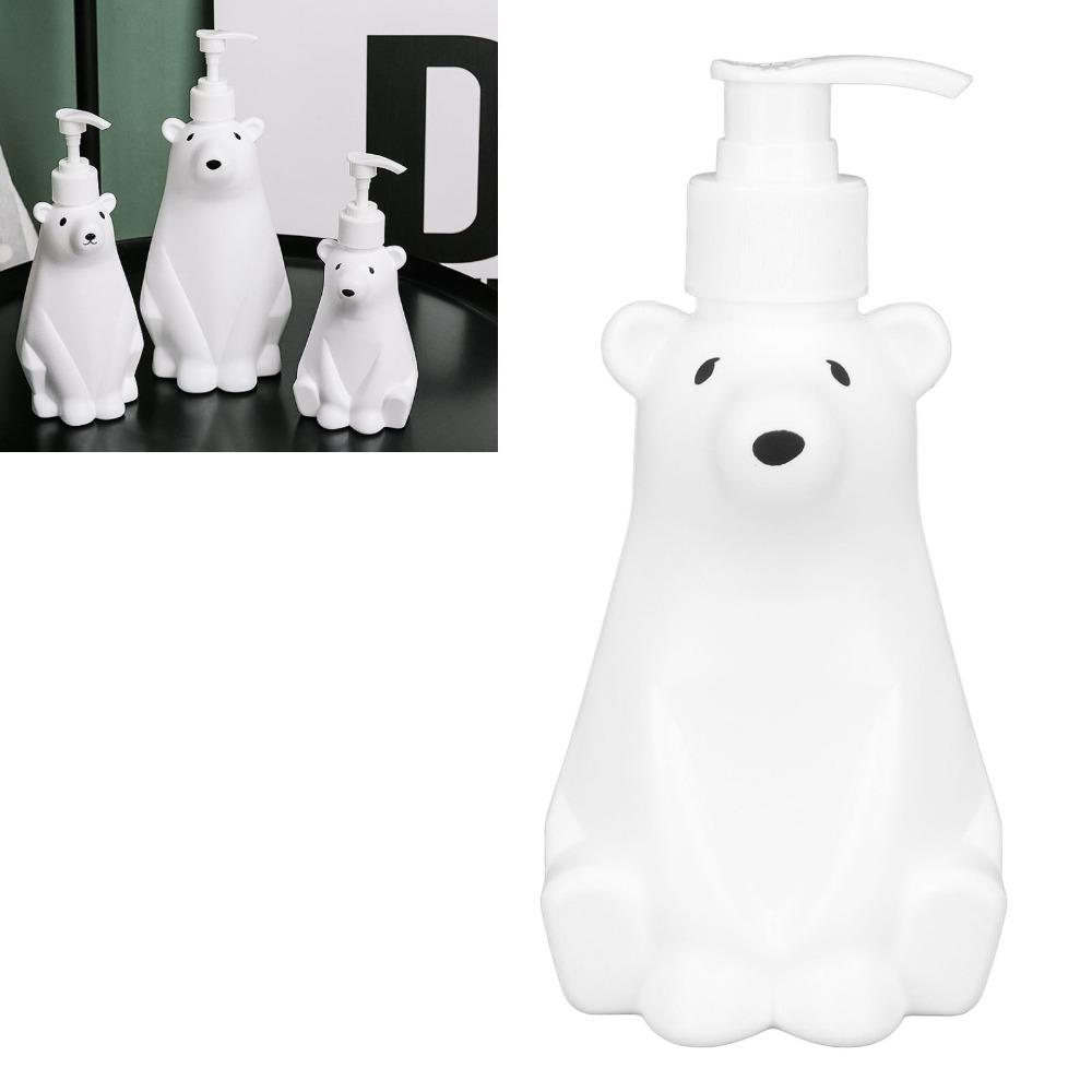 Plastic Shampoo Dispenser Bear Shaped White Lotion Dispenser Refillable Decorative Shower Bottle