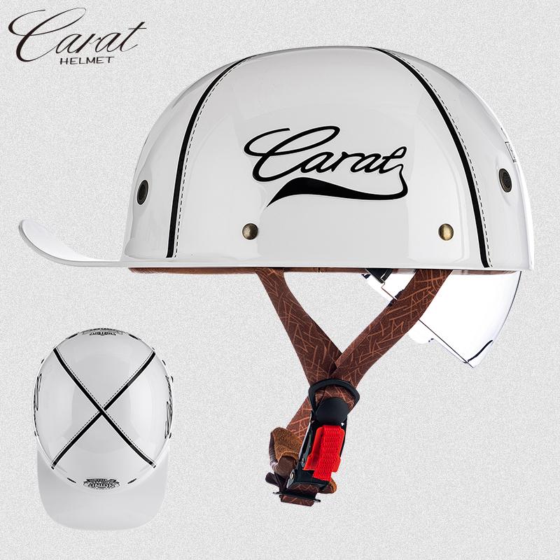 Motorcycle Retro Half Helmet with Blue Built-in Lenses Baseball Helmet For Harley Motorcycle Electric Scooter