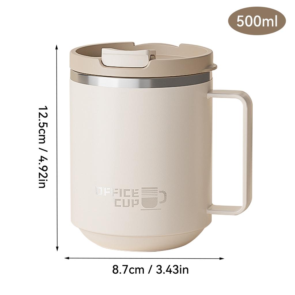 500ml Insulated Coffee Mug 304 Stainless Steel Double Wall Milk Coffee WIth Handle Leak-proof Drinking Cup Drinkware For Student