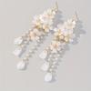 Exquisite White Flower Design Dangle Earrings Elegant Simple Style Alloy Jewelry Wedding Accessories