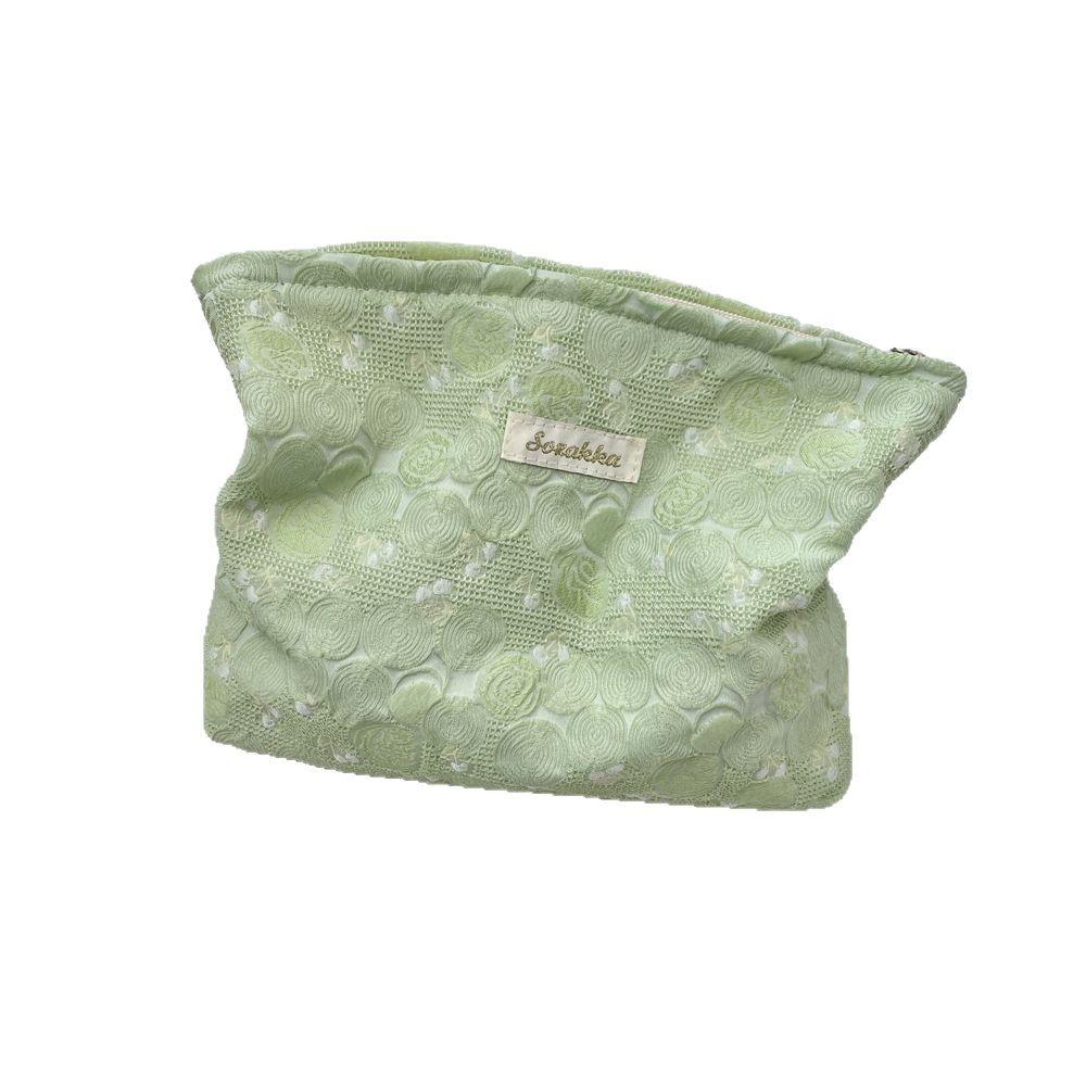 Small Fresh Cosmetic Bag, Large Capacity Liner Bag, Skin Care Product Storage Bag, Jacquard Rose Toilet Bag.