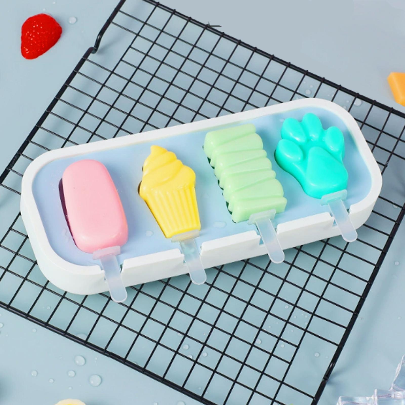 

Silicone Ice Pop Molds Set with Four Different Shapes Flexible Nonstick Popsicle Tray for Homemade Frozen Treats and Desserts One Size синий