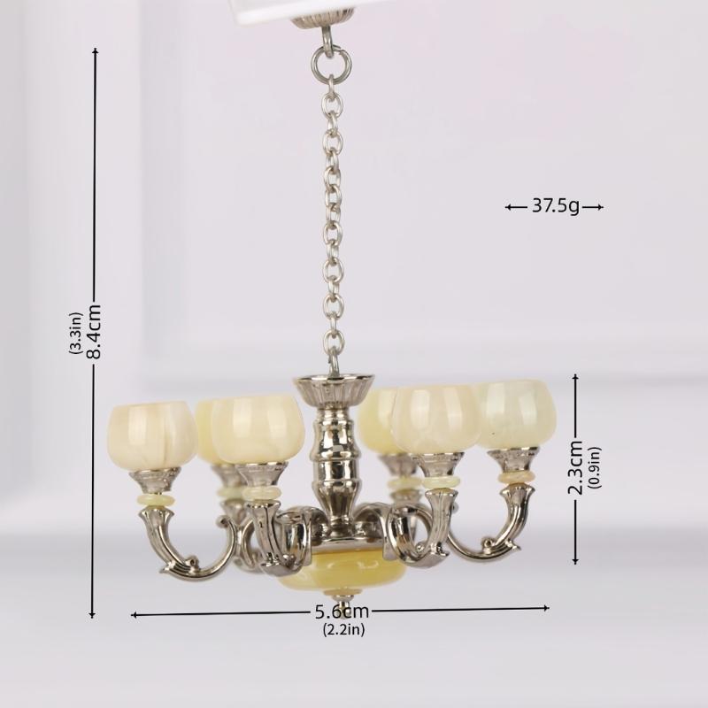 1/12 Miniature Chandelier Lamp Model Figurine Furniture For Doll House Living Room Decoration With Realistic Design