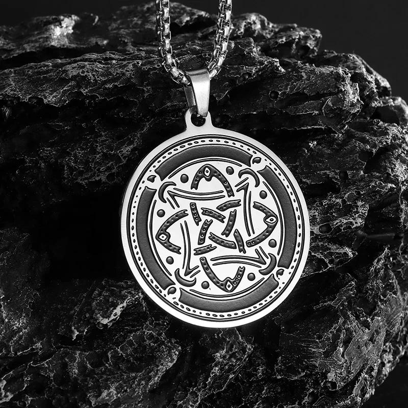 Stainless Steel Witchcraft Pentagram Necklace for Men Jewish Hebrew Four Letter Solomon Pendant Rune Amulet Jewelry