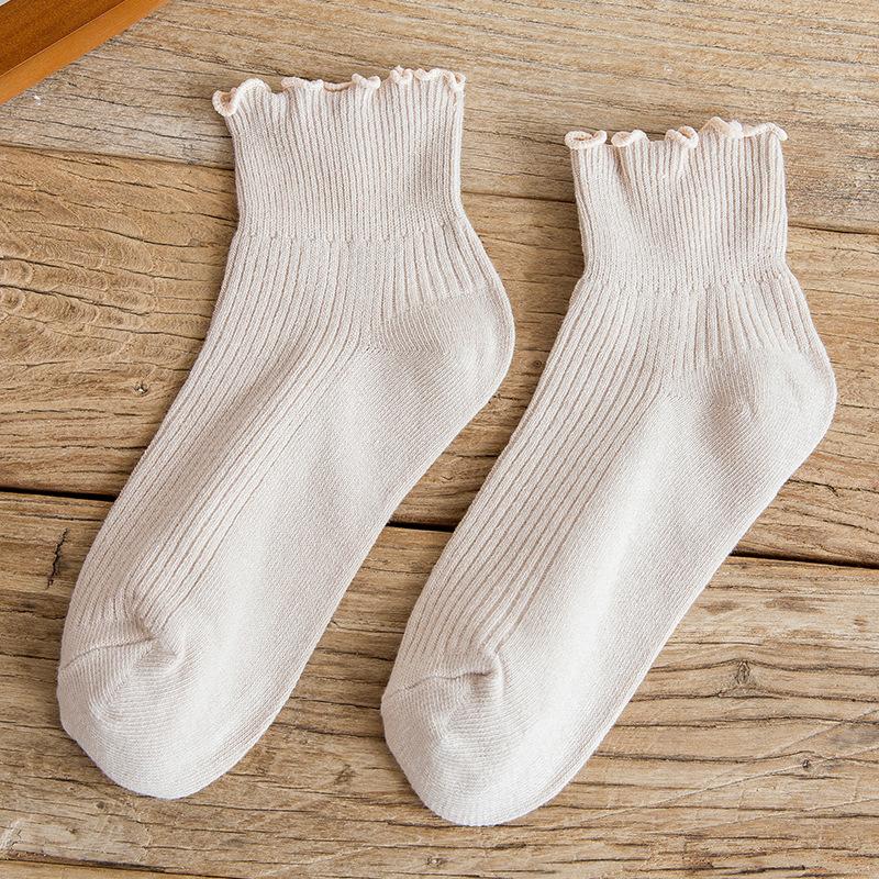 Solid Color Thin Harajuku Socks Spring Happy Women's Socks Cotton Colorful Kawaii Girls Fun Frill Riding Socks