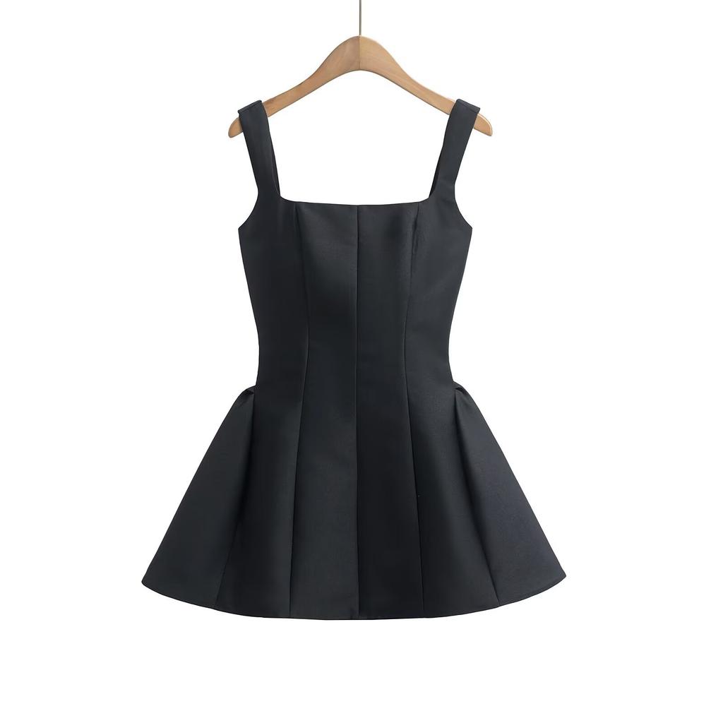 New Pure Desire Style Sexy Square Neck Sleeveless Dress Slim and Thin A Word Suspender Skirt Small Short Skirt