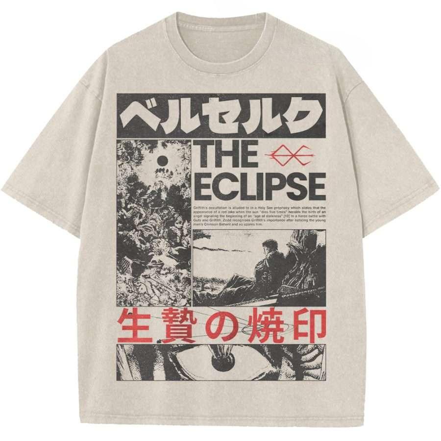 Anime Berserk Griffith Graphic T Shirt Men Women Washed Cotton Tshirts Vintage Casual Clothing Harajuku Male Oversized Tshirt