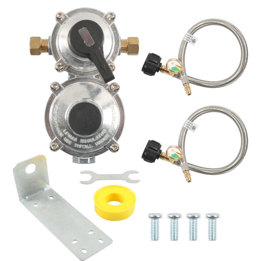Safe Double Ended LP Propane Regulator Kit Stainless Steel Stainless Steel Hose Kit  Trailer