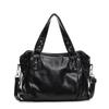 Soft PU Tote Bag Women Large Capacity Shoulder With Rivets Casual Crossbody Daily Use