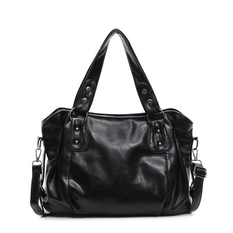 Soft PU Tote Bag Women Large Capacity Shoulder With Rivets Casual Crossbody Daily Use