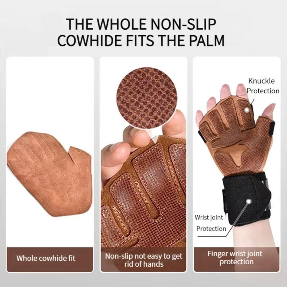 1 Pair Non-Slip Weight Lifting Gloves Four-finger Fitness Workout Gloves  Build Muscle