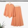 ZANZEA Women Long Sleeve Blouse and Long Skirts Casual Two Piece Suit Sets