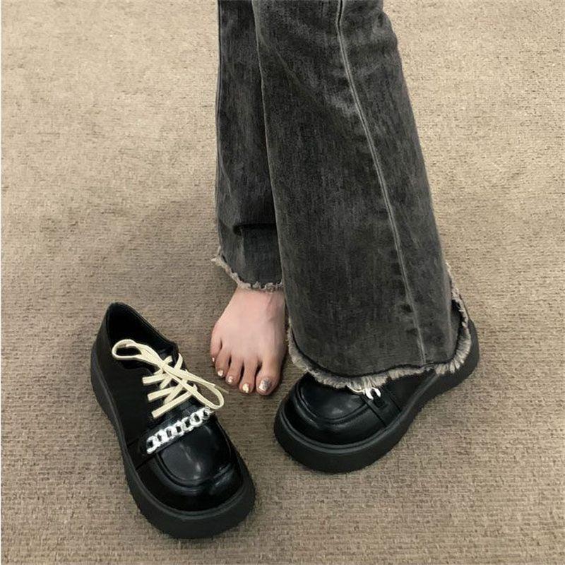 Women's Mary Jane Shoes Platform Round Toe Black Ladies Pumps Korean Style Casual Genuine Mark on Offer Quick Delivery Fashion