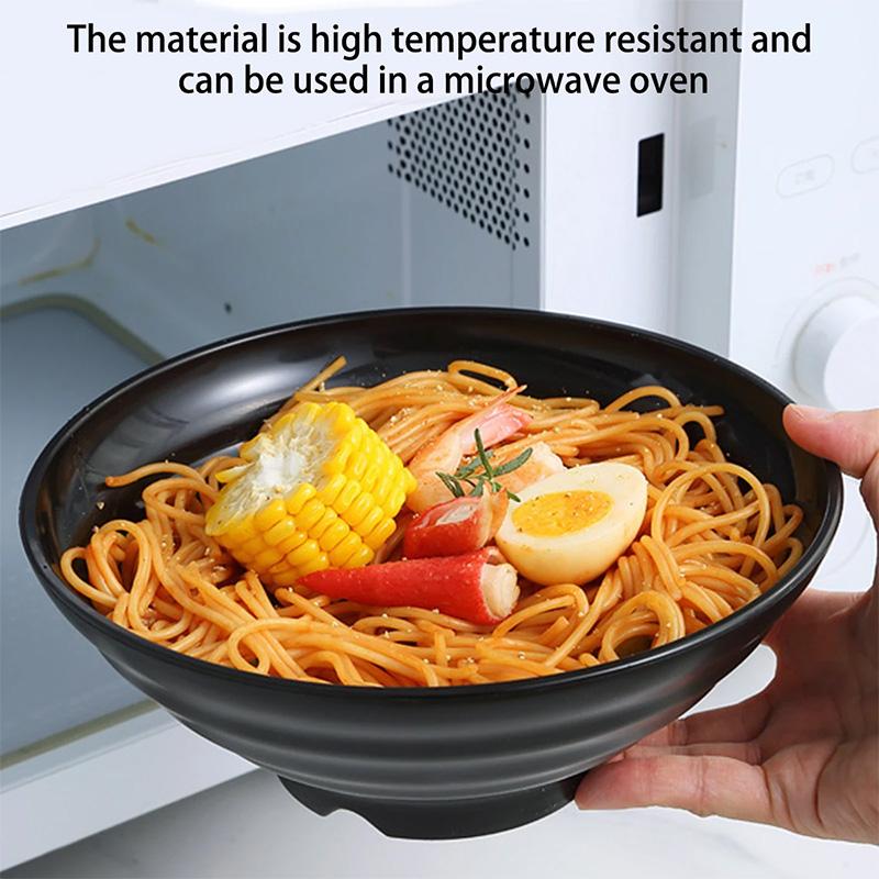 D5 Ramen Bowl Large Striped Fruit Bowl Large Caliber Capacity High Temperature Resistance Kitchen Utensils Tableware Noodle Bowl