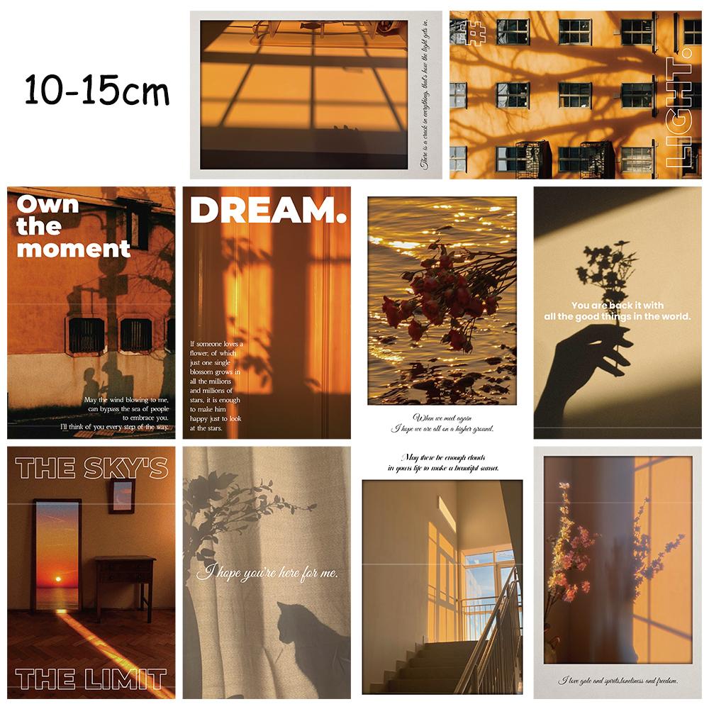 

10PCS Between Light And Shadow Stickers Poster Card Laptop Decoration Luggage Landscape Gift Kraft Paper Wall Room Bar Decor