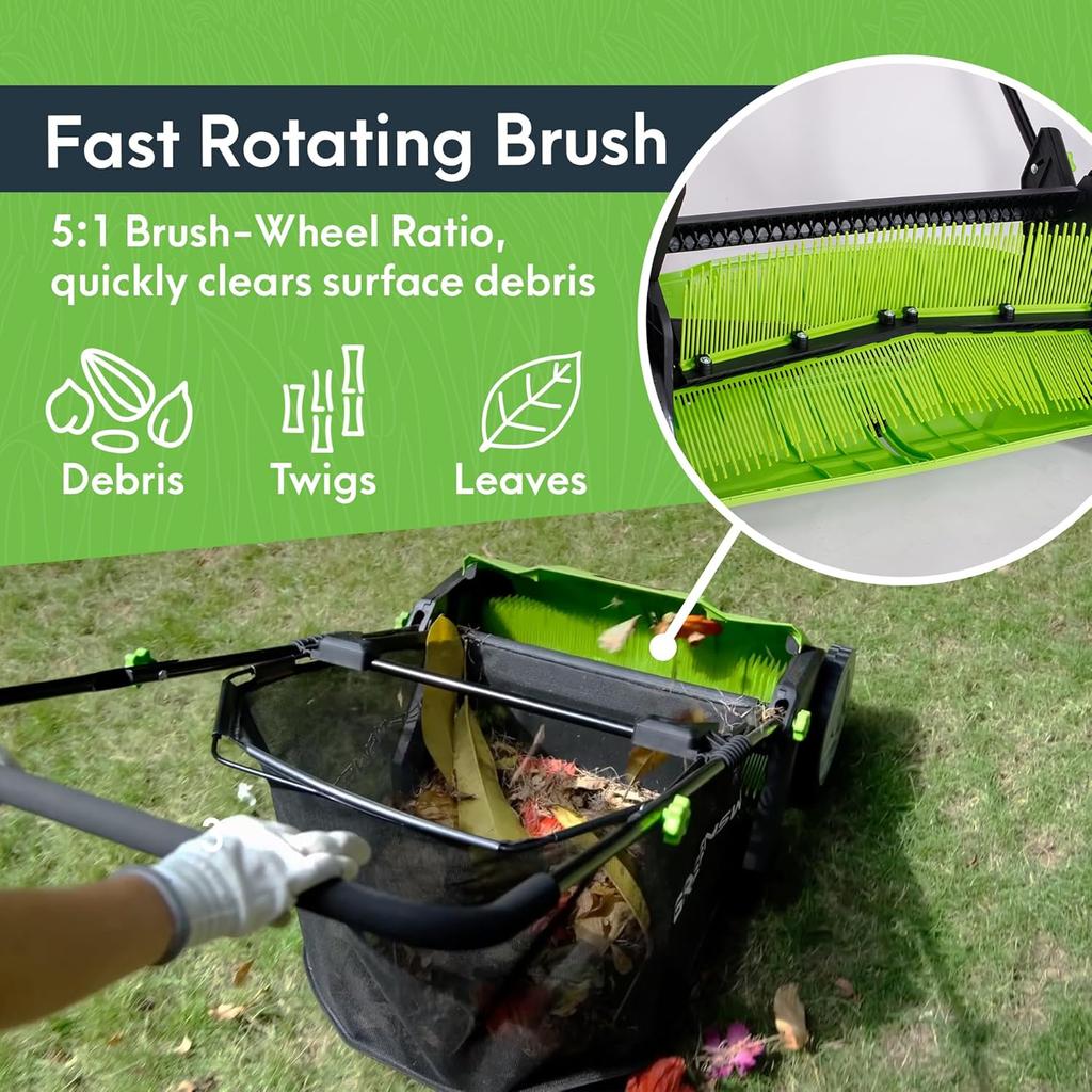 21 Inches Pickup Pro Garden Sweeper - Manual Leaf & Grass Push Lawn Sweeper 2025 USA