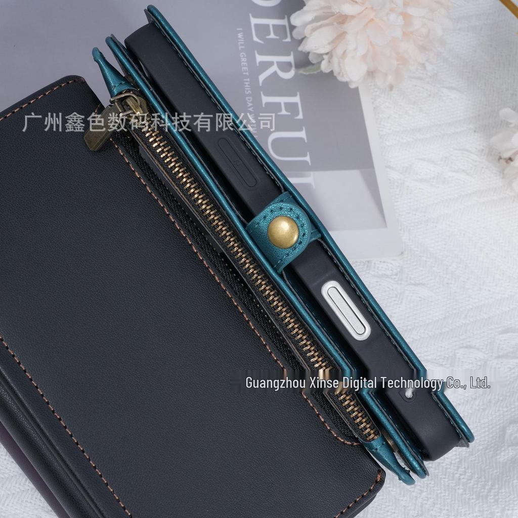 IPhone17 Retro Etui Portfel Skórzany na Ramię ze Sznurkiem i Miejscami na Karty