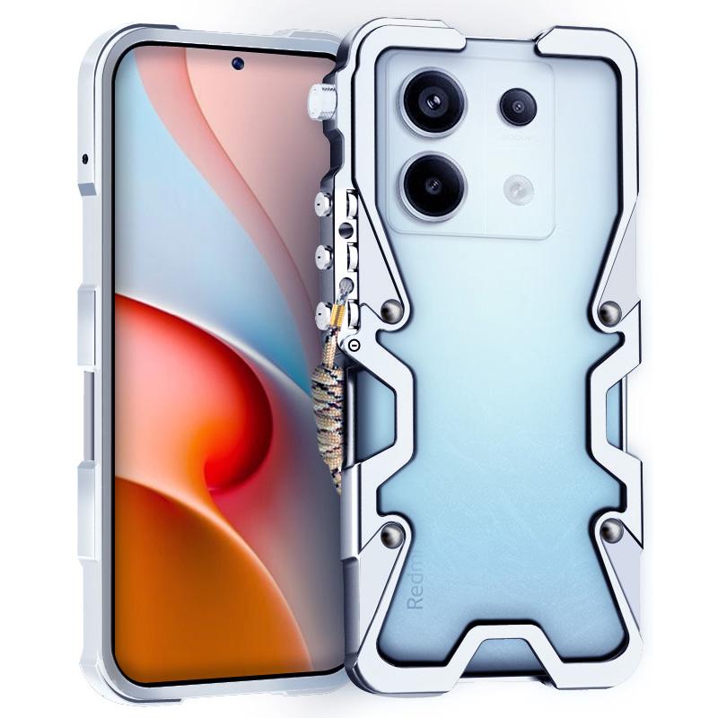 

For Xiaomi Redmi Note 13 5G/Note 13 Pro+ 5G Case Shockproof Aluminium Alloy Phone Cover Silver