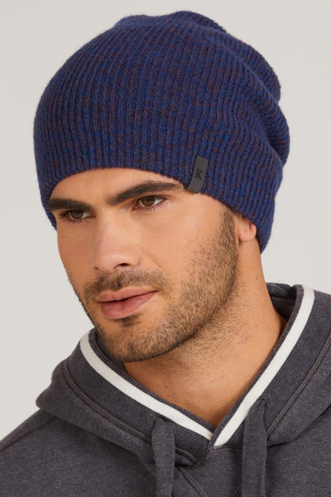 Orazio Men' Cap in Mixed Navy Blue