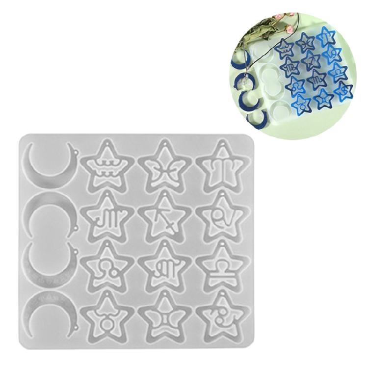 Astrological Silicone Mold For Handcrafted Necklace Charm Heat Resistant Zodiacs Charm Keychain Pendant Mould