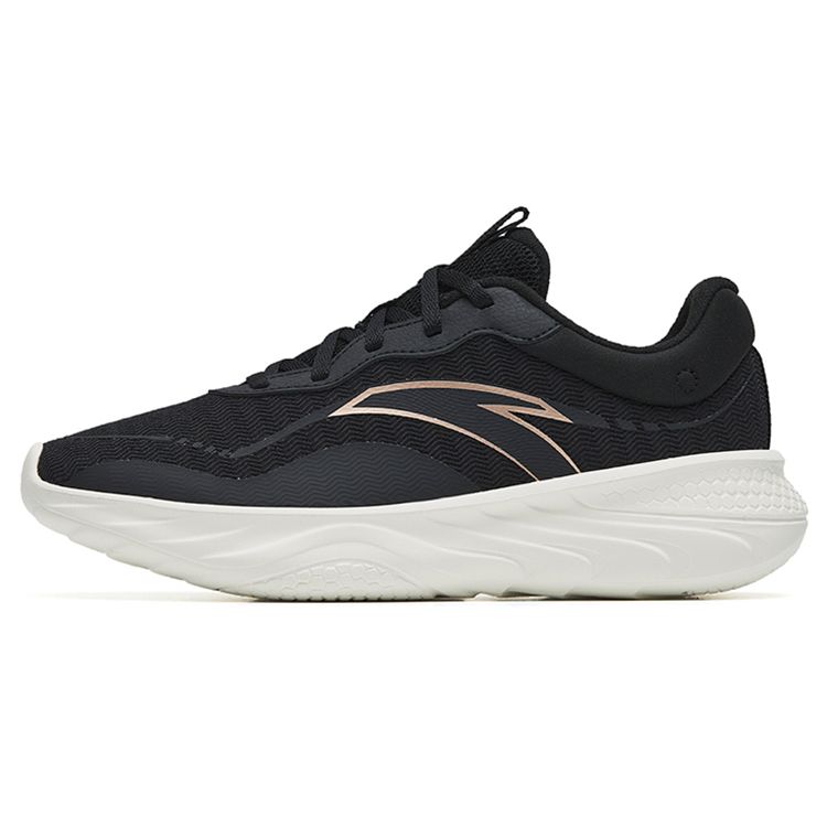 

Anta Lightweight Shock Absorbing Low Top Running Shoes Women Sneaker Black Gold White 122247715-3 35.5