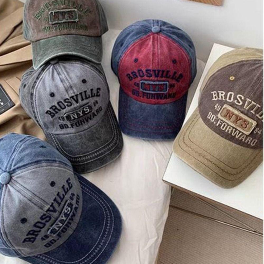 Adjustable Sunscreen Baseball Hat Embroidery Letter Washed Denim Cap Men's Sports Cap Unisex