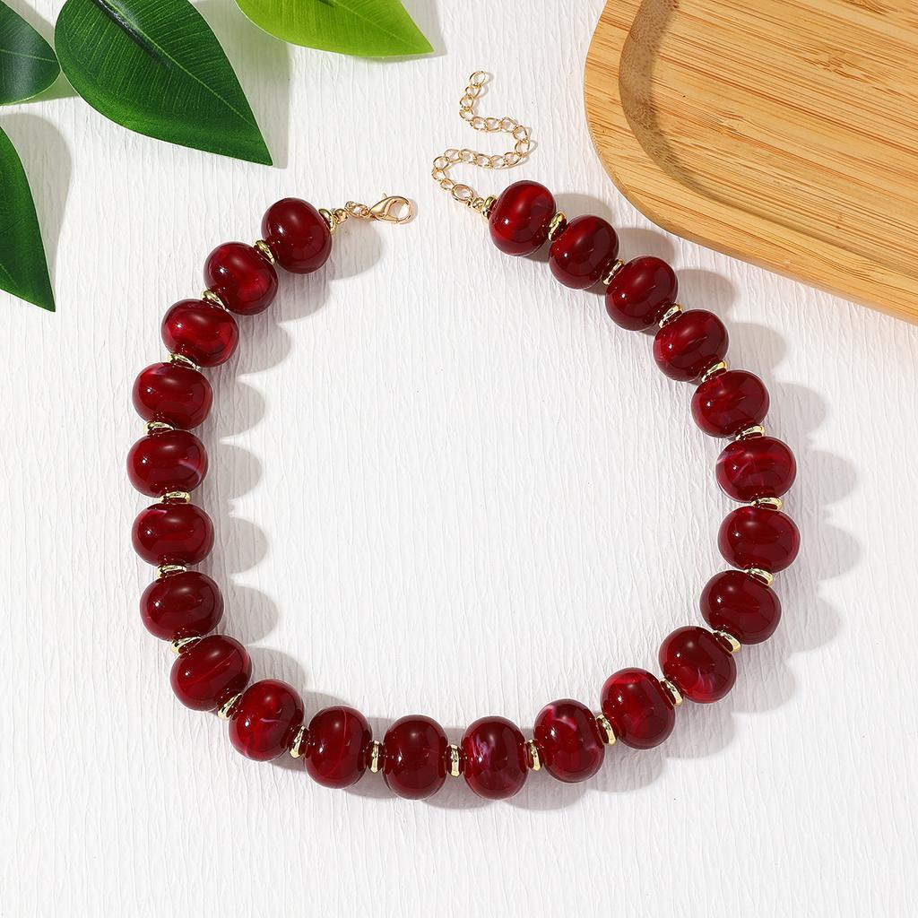 Maillard Oval Resin Beads Choker Necklace for Women Jewelry Accessories