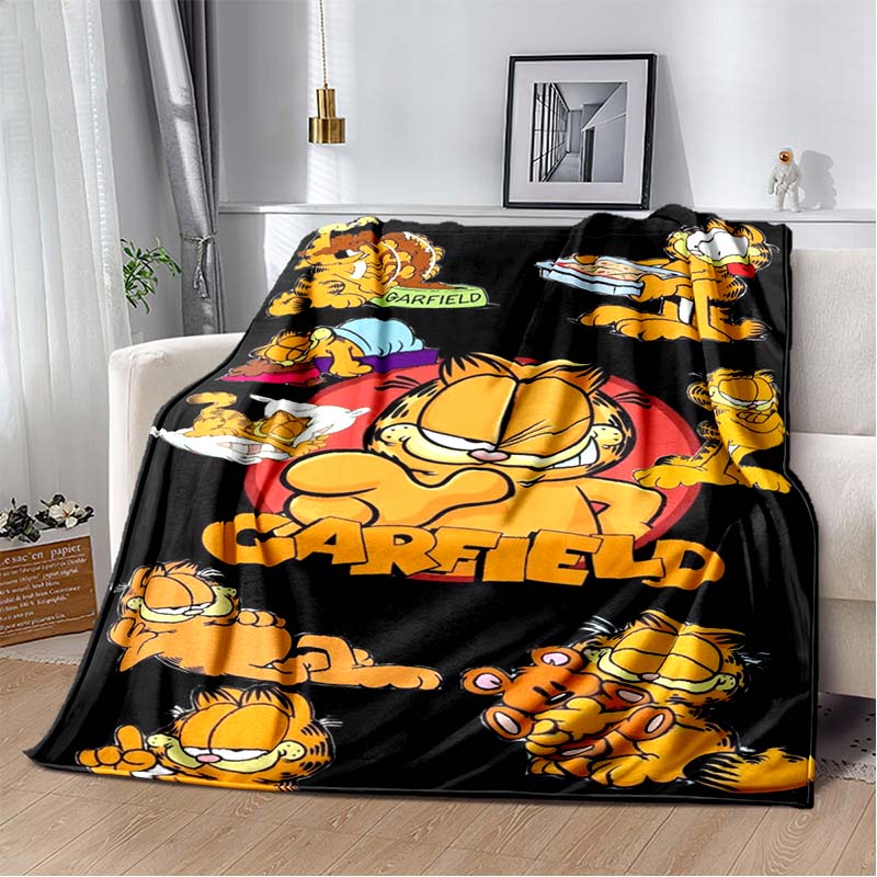 Cartoon Cute Yellow Cat G-Garfield Anime Blanket Flannel Extra Large Warm Soft Sofa Bed Bedroom Portable Blanket Bed Cover Gift
