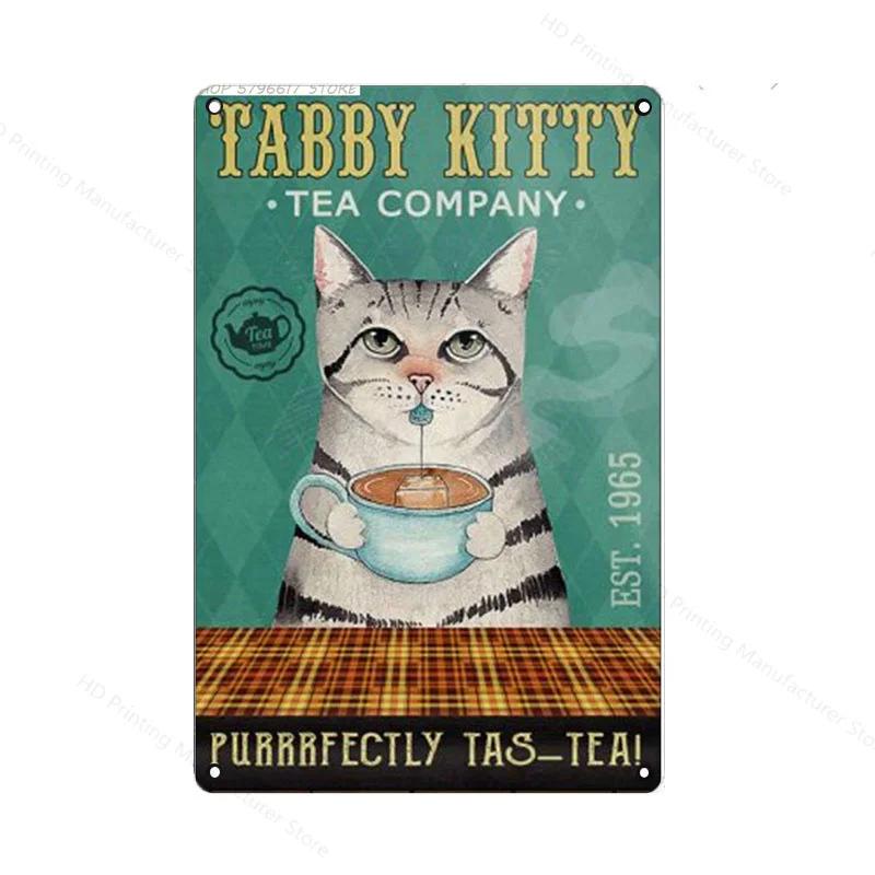 Schwarze Katze Frauen Metallschild Vintage 30 *20cm Blechschild Kaffee Yoga Schlafzimmer Club Dekoration Zuhause Vintage Kunstplatte Wandposter