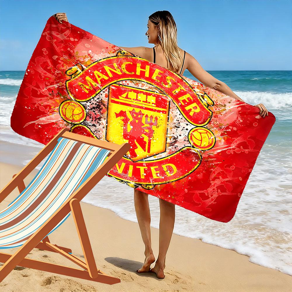 Fiery Lion Crest Explosion Print Beach Towel, Quick Drying, Suitable for Travel, Outdoor Sports, Jogging, the Beach and Swimming, Gift