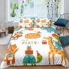 Zoo Theme Duvet Cover Set Animals Pattern Polyester Comforter Cover King Queen Size Cartoon Cute Animals For Kids Bedding Set