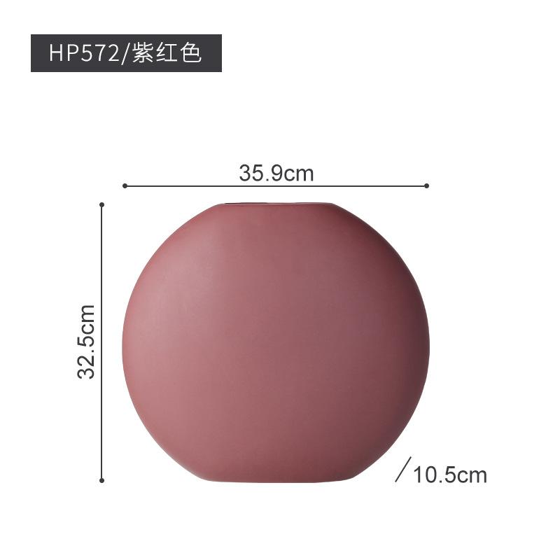 Nordic pottery Vase storage jar Creative Ceramic Crafts Flat circular vase ornament Hotel restaurant soft decorations