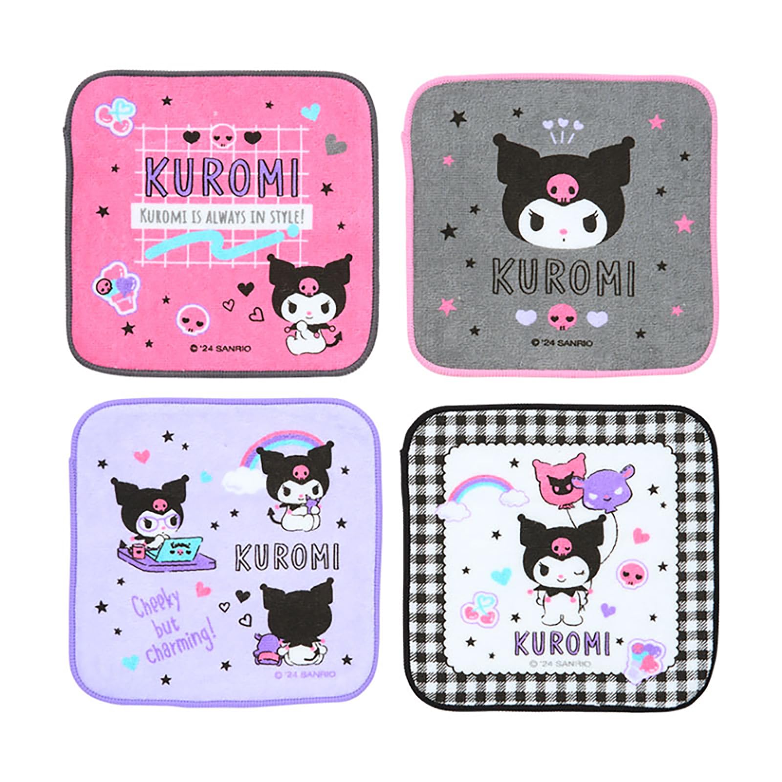 

Sanrio Kuromi Petit Towel Set of 4 for with Name 250007 Children, Antibacterial, Space,