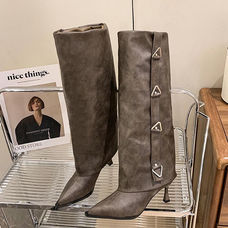 High Heels Women's High Boots Pointed Toe Designer Shoes for Woman Trend Winter Boots  Luxury Pumps New Chelsea Mujer Botas