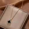 Double-sided Four-leaf Clover Titanium Steel Light Luxury Jewelry Women's Collarbone Chain Simple Hundred Matching Neck Chain