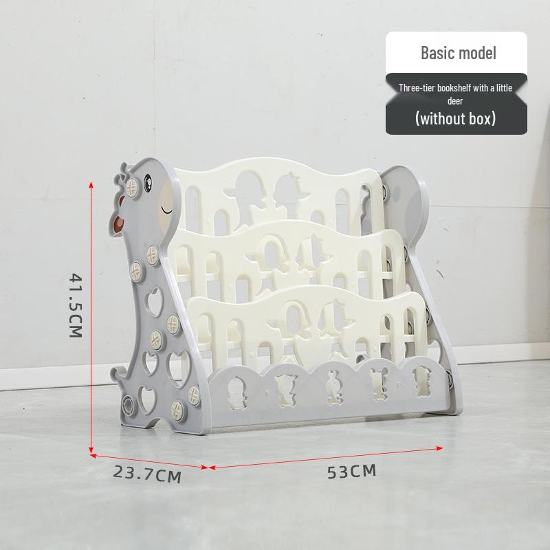 Kids' Floor-Standing Bookshelf & Toy Storage Rack - Plastic Cartoon Design