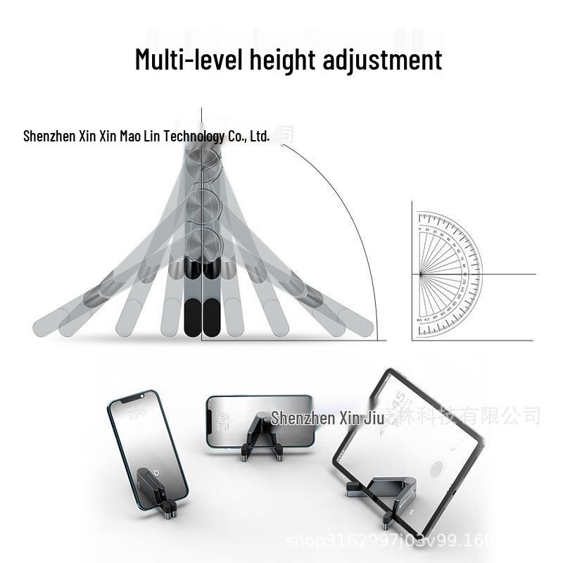 Foldable Aluminum Alloy V-Shaped Phone & Tablet Stand - Portable, All-Metal Design Black - Aluminum Alloy [Boxed]