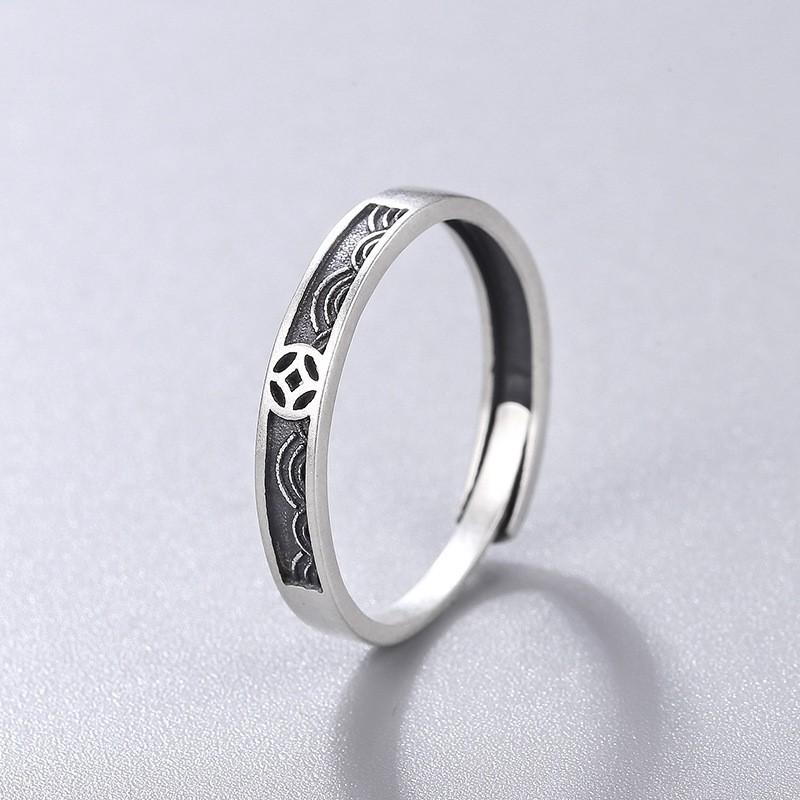 Adjustable Vintage Money Cloud Couple Ring Set Men Women Boho Ethnic Style Plated Copper Band