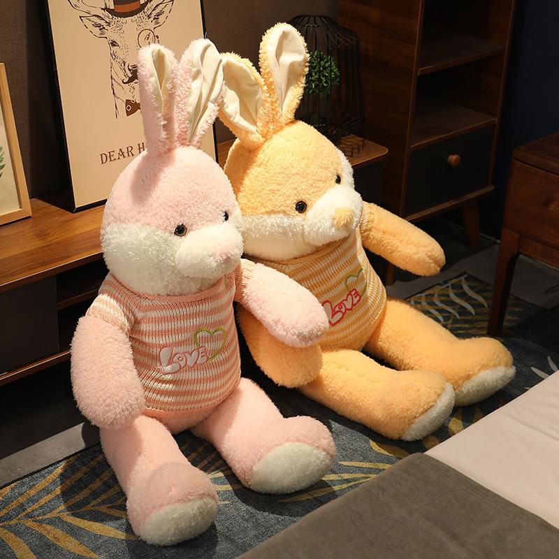 Giant Kawaii Plush Rabbit Toy Lovely Sweater Rabbit Pillow Bunny Stuffed Soft Animal Doll for Baby Children Appease Gifts