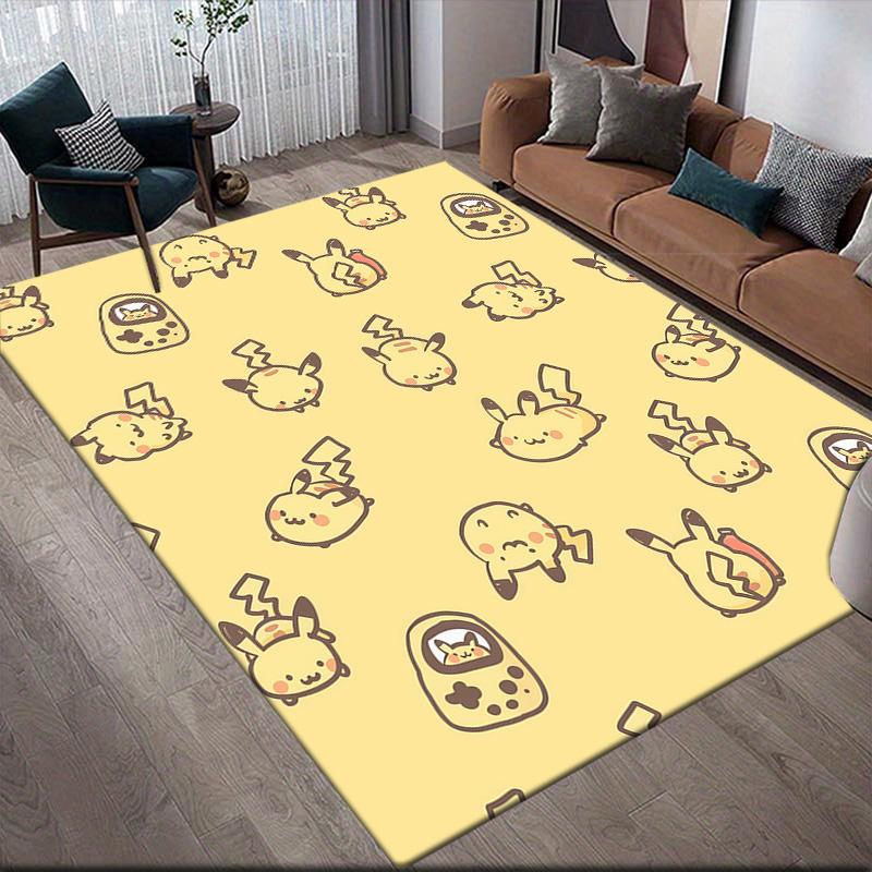 Various Pikachu Anti-Slip Floor Mat, Rectangular Carpet for Bedroom, Sofa Area & Game Room, Home Decoration
