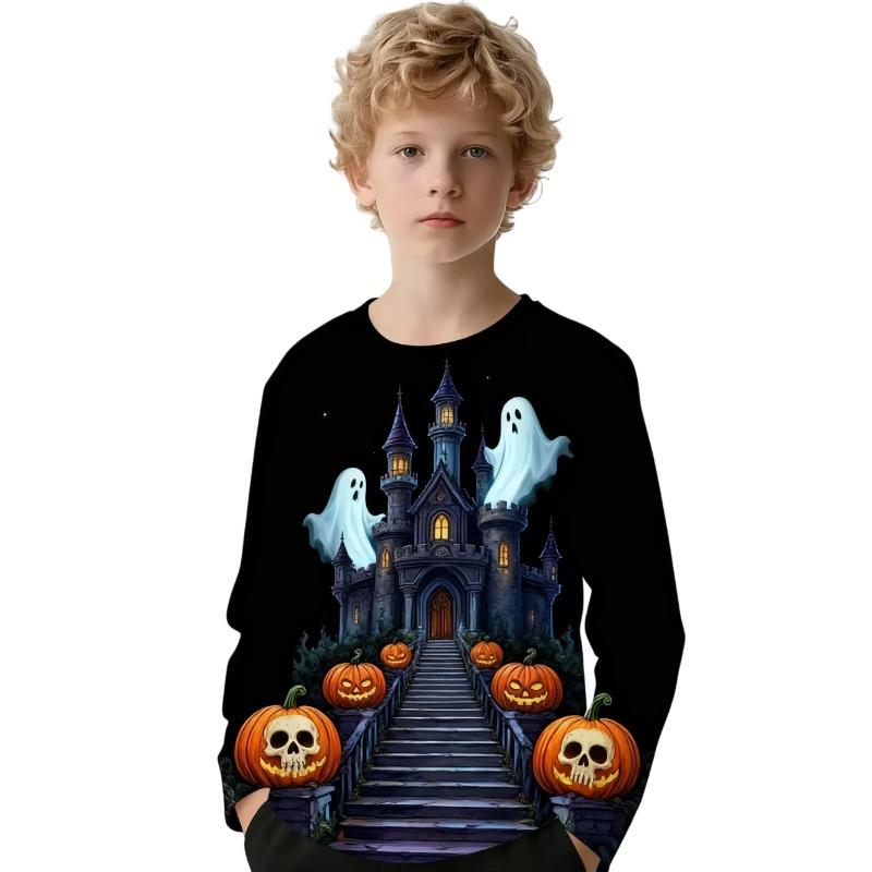 Summer Children's 3D Printed Long Sleeve T-Shirt Fashion Versatile Breathable Trend Casual