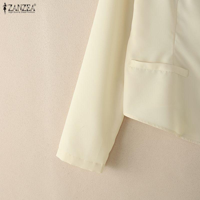 ZANZEA Damen Bluse mit Umlegekragen, lockere, lässige Langarmbluse