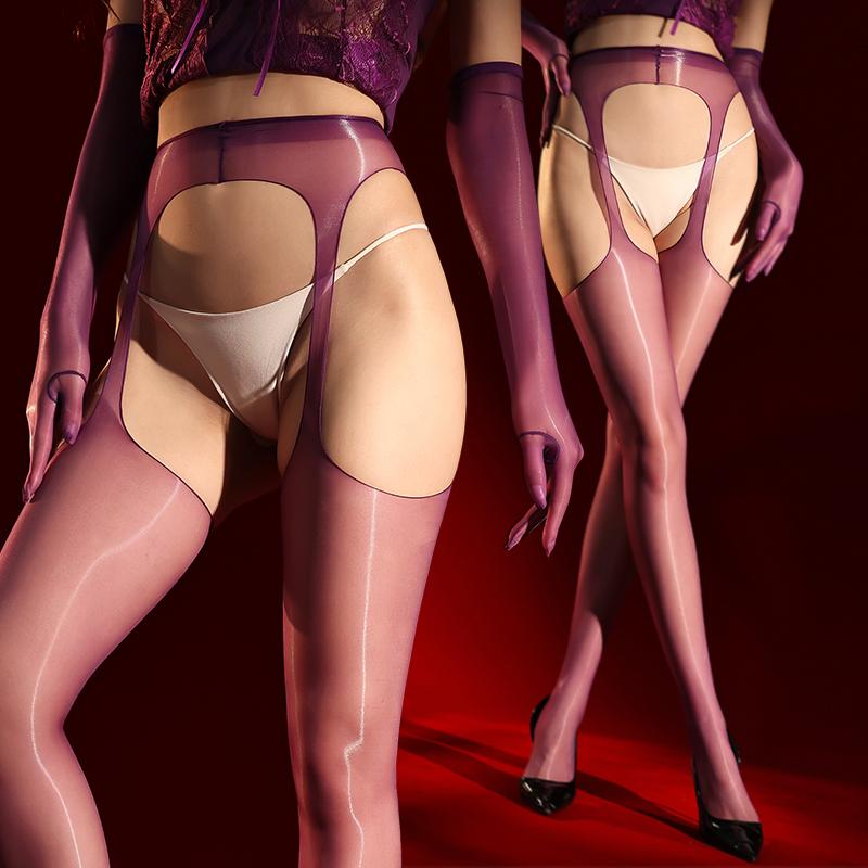 Sexy Four Side Hollow Out Women Shiny Pantyhose Girl Party Dance Seamless Tights Erotic Sheer Sex Game Sm Toys Cos Ootd