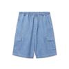 APOSTROPHE COMMA [Set] Two-Pocket Linen Denim Short Sleeve Shirt + Half Pants_Dark Blue